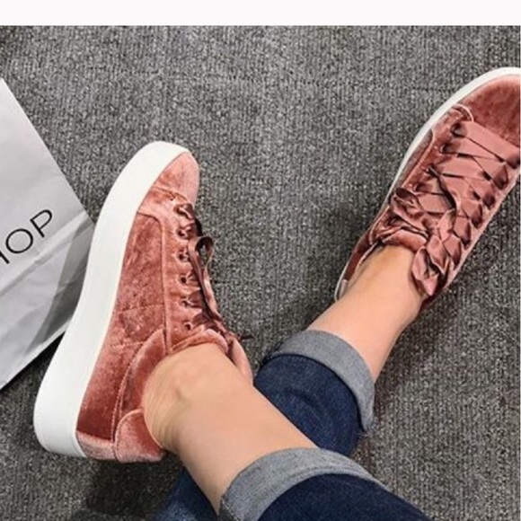Steve Madden Blush Velvet Sneakers - Picture 1 of 5